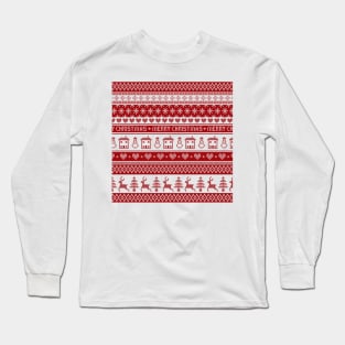 Nordic fair isle Christmas pattern Long Sleeve T-Shirt